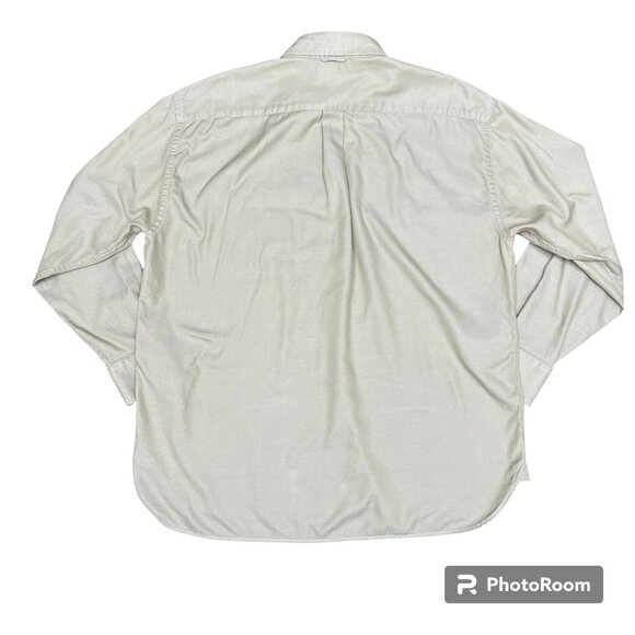 Men's TOMMY HILFIGER 80's 2 Ply Fabric Button-Down Dress Shirt Tan- Size XL - Picture 2 of 10